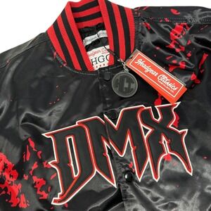 HEADGEAR Classics DMX Satin Bomber Jacket NWT Streetwear Hip Hop‎ Black Large